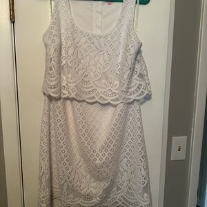 Lilly Pulitzer Cream Tiered Ruffled Mini Dress